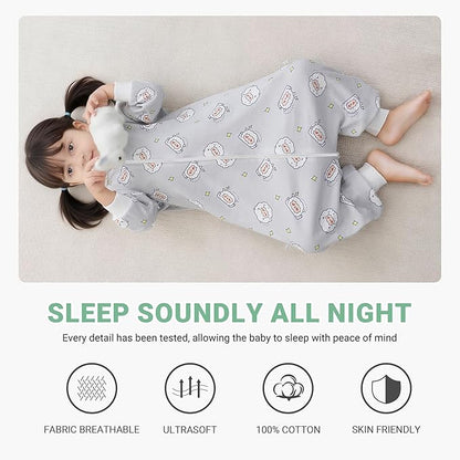 MICHLEY Grey Little Sheep Toddler Long Sleeve Cotton Sleeping Bag