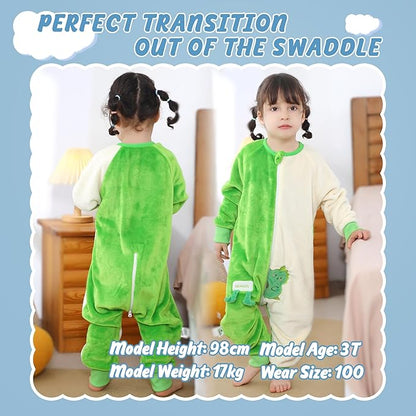 MICHLEY Kids Dinosaur Sleeping Bag – Flannel Wearable Pajamas for Toddlers