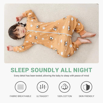 MICHLEY Brown Bear Toddler Long Sleeve Cotton Sleeping Bag