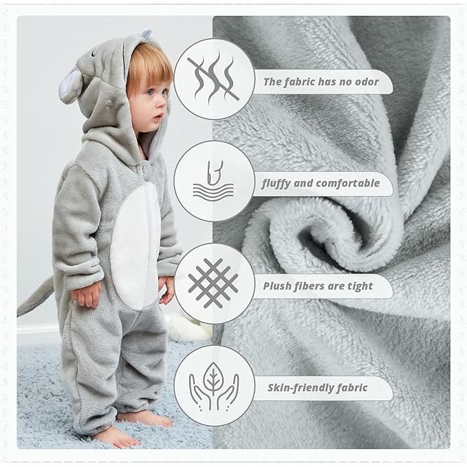 MICHLEY Baby Mouse Costume | Classic Flannel Animal Romper & Onesie