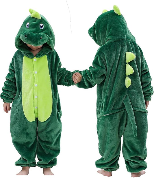 MICHLEY Kids Unicorn Dragon Hooded Romper Flannel Halloween Cosplay Pajamas