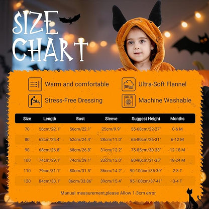 MICHLEY Baby Bat Hooded Romper Flannel Wings Costume