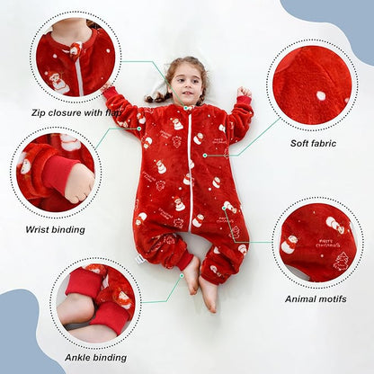 MICHLEY Snowy Red Toddler Flannel Sleeping Sack with Feet