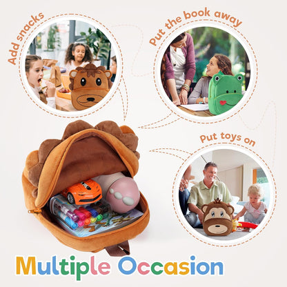 MICHLEY Kids Lion Plush Animal Backpack Soft Kindergarten School Bag