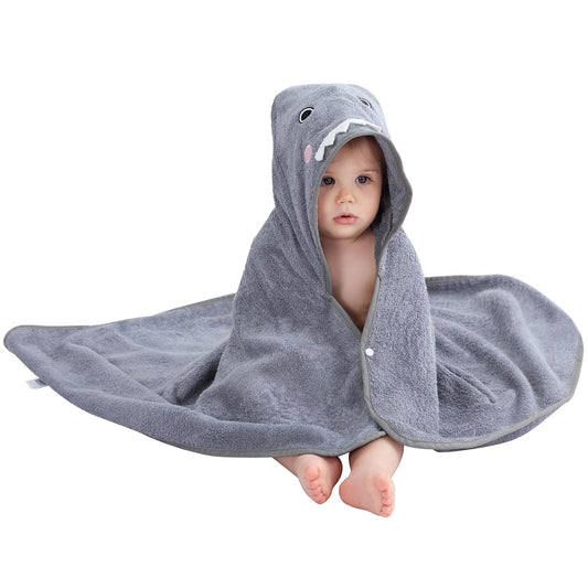 MICHLEY Shark Bamboo Viscose Baby Hooded Towel Ultra-Soft 29.5"x39.5"