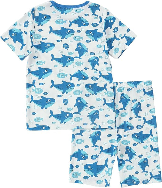 MICHLEY Kids Bamboo Viscose Pajamas Set Soft Stretchy Sleepwear (Shark)