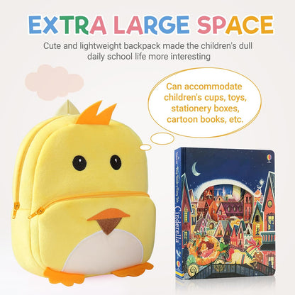 MICHLEY Kids Yellow Duck Plush Animal Backpack Soft Kindergarten School Bag