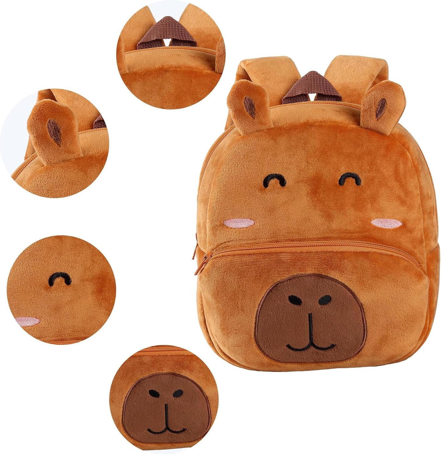MICHLEY Kids Cute Brown Capybara Animal Backpack Mini Daycare Travel Bag