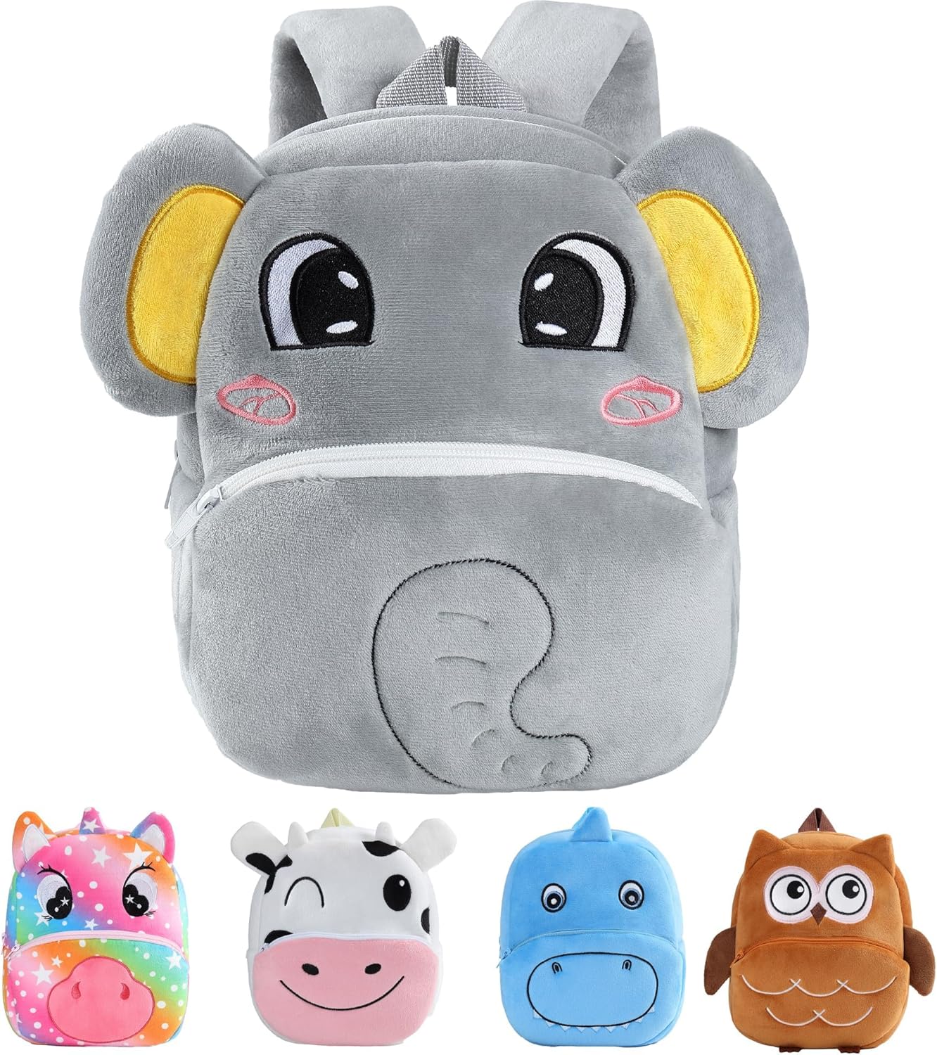 MICHLEY Kids Cute Gray Elephant Animal Backpack Mini Daycare Travel Bag