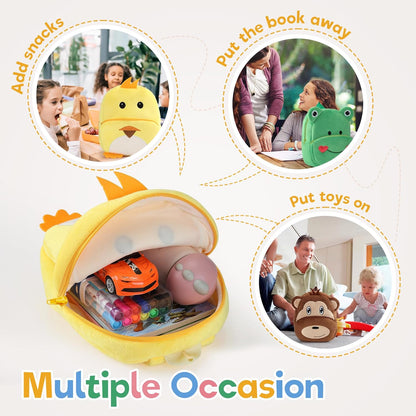 MICHLEY Kids Yellow Duck Plush Animal Backpack Soft Kindergarten School Bag