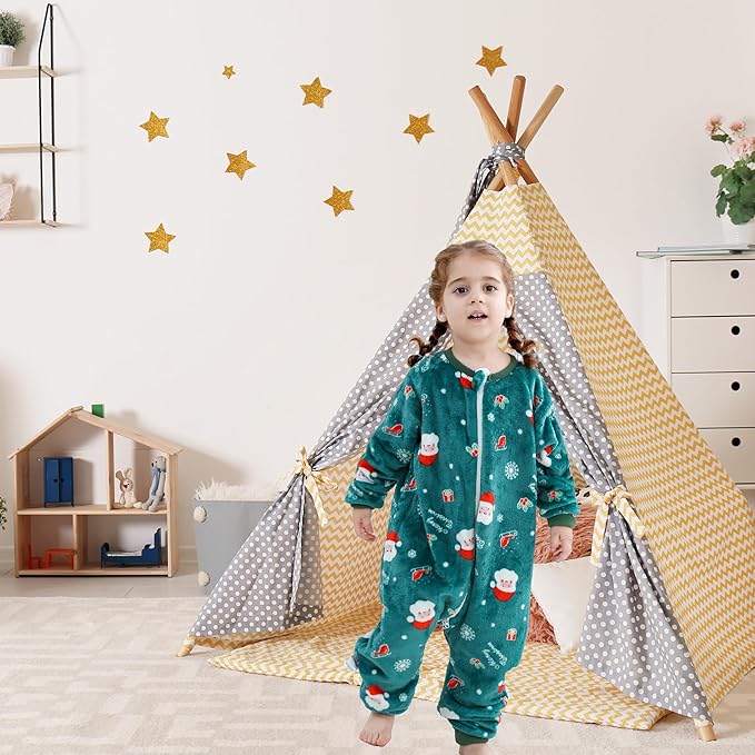 MICHLEY Christmas Santa Toddler Flannel Sleeping Sack with Feet