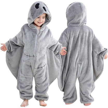 MICHLEY Baby Grey Ghost Hooded Romper Flannel Halloween Costume