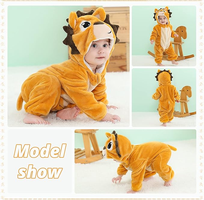 MICHLEY Hedgehog Baby Costume Winter Flannel Hooded Romper