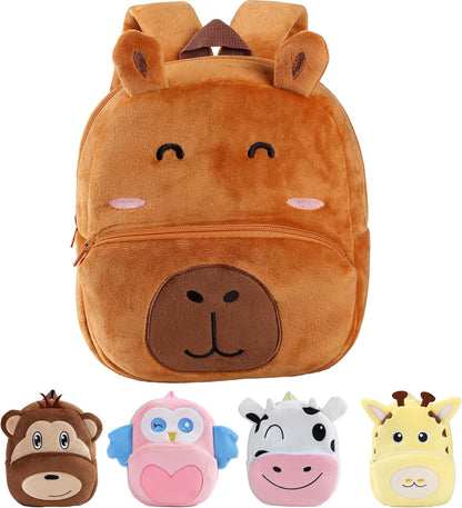 MICHLEY Kids Cute Brown Capybara Animal Backpack Mini Daycare Travel Bag