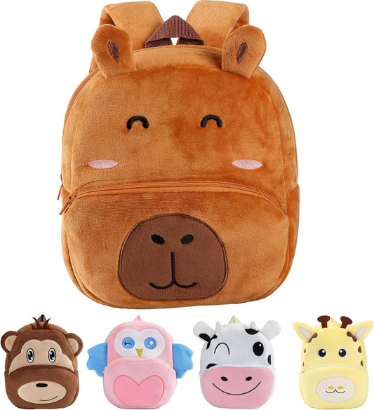 MICHLEY Kids Cute Brown Capybara Animal Backpack Mini Daycare Travel Bag