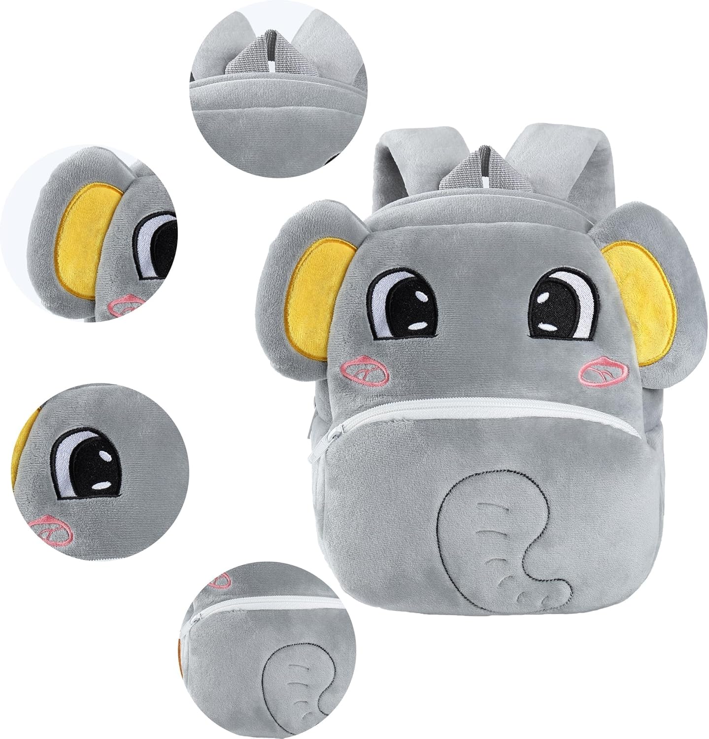 MICHLEY Kids Cute Gray Elephant Animal Backpack Mini Daycare Travel Bag