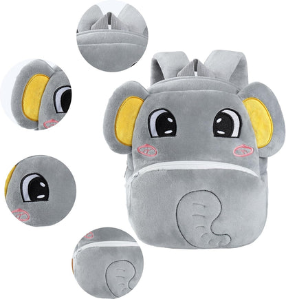 MICHLEY Kids Cute Gray Elephant Animal Backpack Mini Daycare Travel Bag