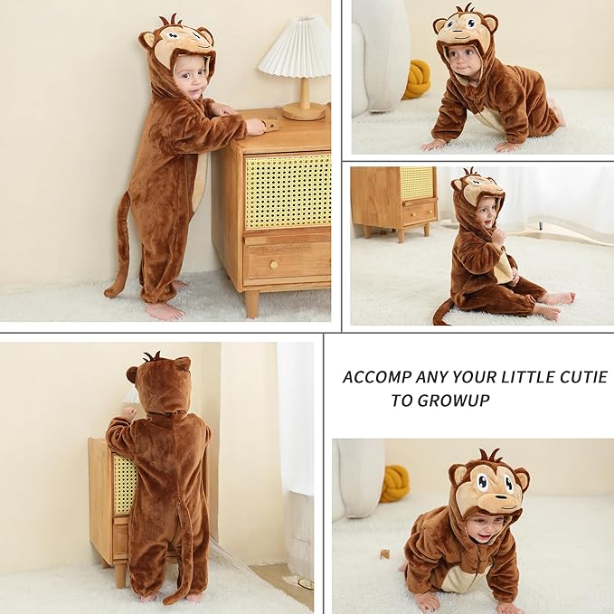 MICHLEY Baby Monkey Hooded Romper Infant Toddler Animal Costume Jumpsuit