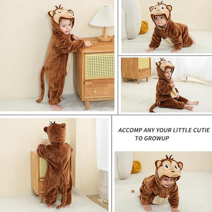 MICHLEY Baby Monkey Hooded Romper Infant Toddler Animal Costume Jumpsuit