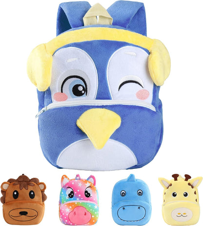 MICHLEY Kids Cute Blue Penguin Animal Backpack Mini Daycare Travel Bag