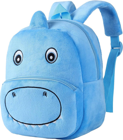 MICHLEY Kids Blue Dinosaur Plush Animal Backpack Soft Kindergarten School Bag