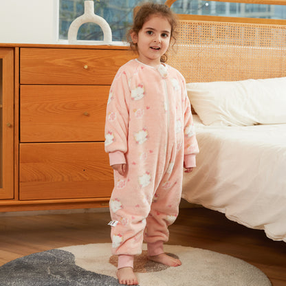 MICHLEY Kids Cat Sleep Sack Flannel Kitten Pajamas with Legs