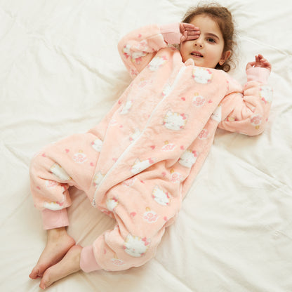 MICHLEY Kids Cat Sleep Sack Flannel Kitten Pajamas with Legs