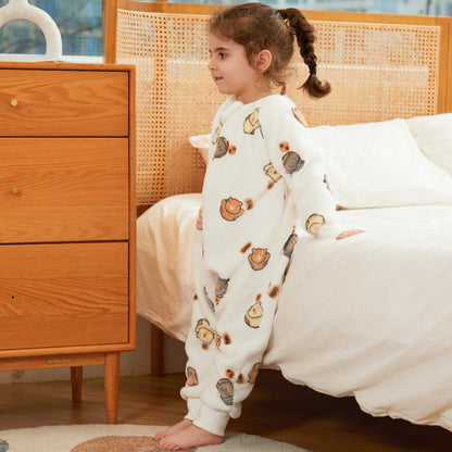 MICHLEY Kids White Bear Sleeping Bag Flannel Wearable Pajamas