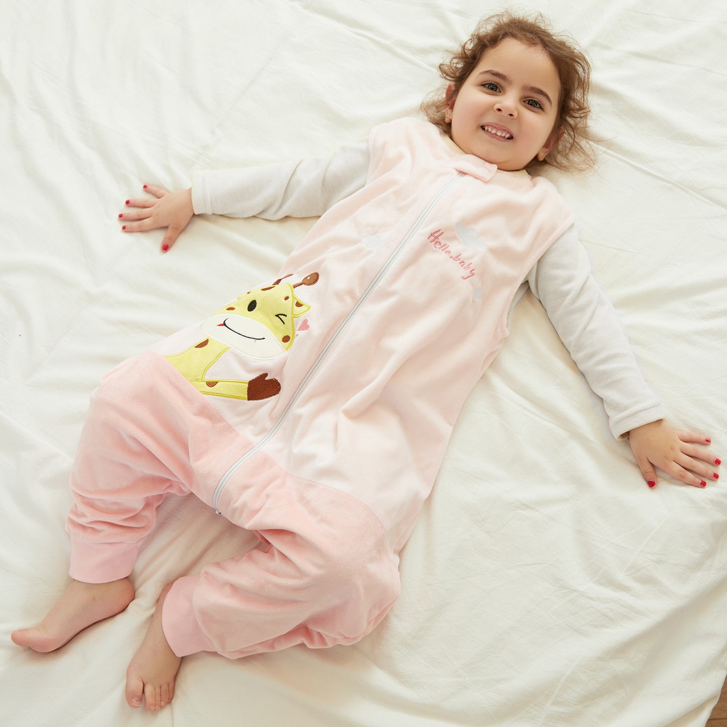 MICHLEY Pink Giraffe Toddler Sleeveless Sleeping Bag Winter Polyester Wearable Blanket