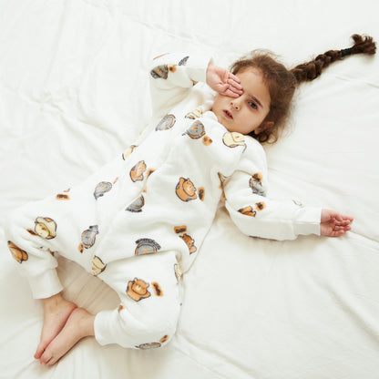 MICHLEY Kids White Bear Sleeping Bag Flannel Wearable Pajamas