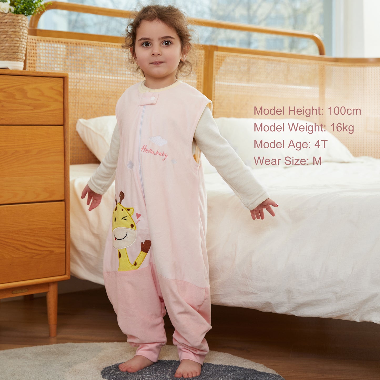 MICHLEY Pink Giraffe Toddler Sleeveless Sleeping Bag Winter Polyester Wearable Blanket