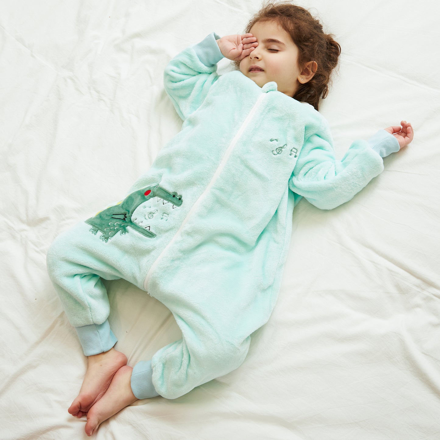 MICHLEY Kids Crocodile Sleeping Bag Flannel Wearable Pajamas