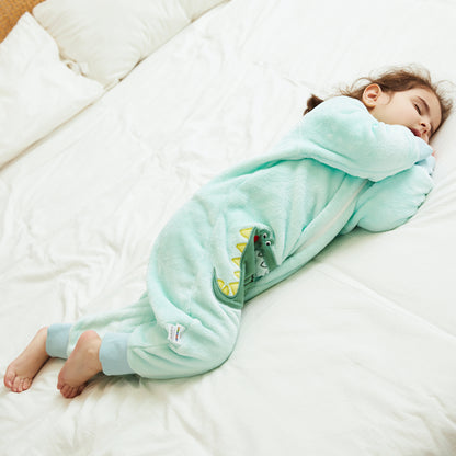 MICHLEY Kids Crocodile Sleeping Bag Flannel Wearable Pajamas
