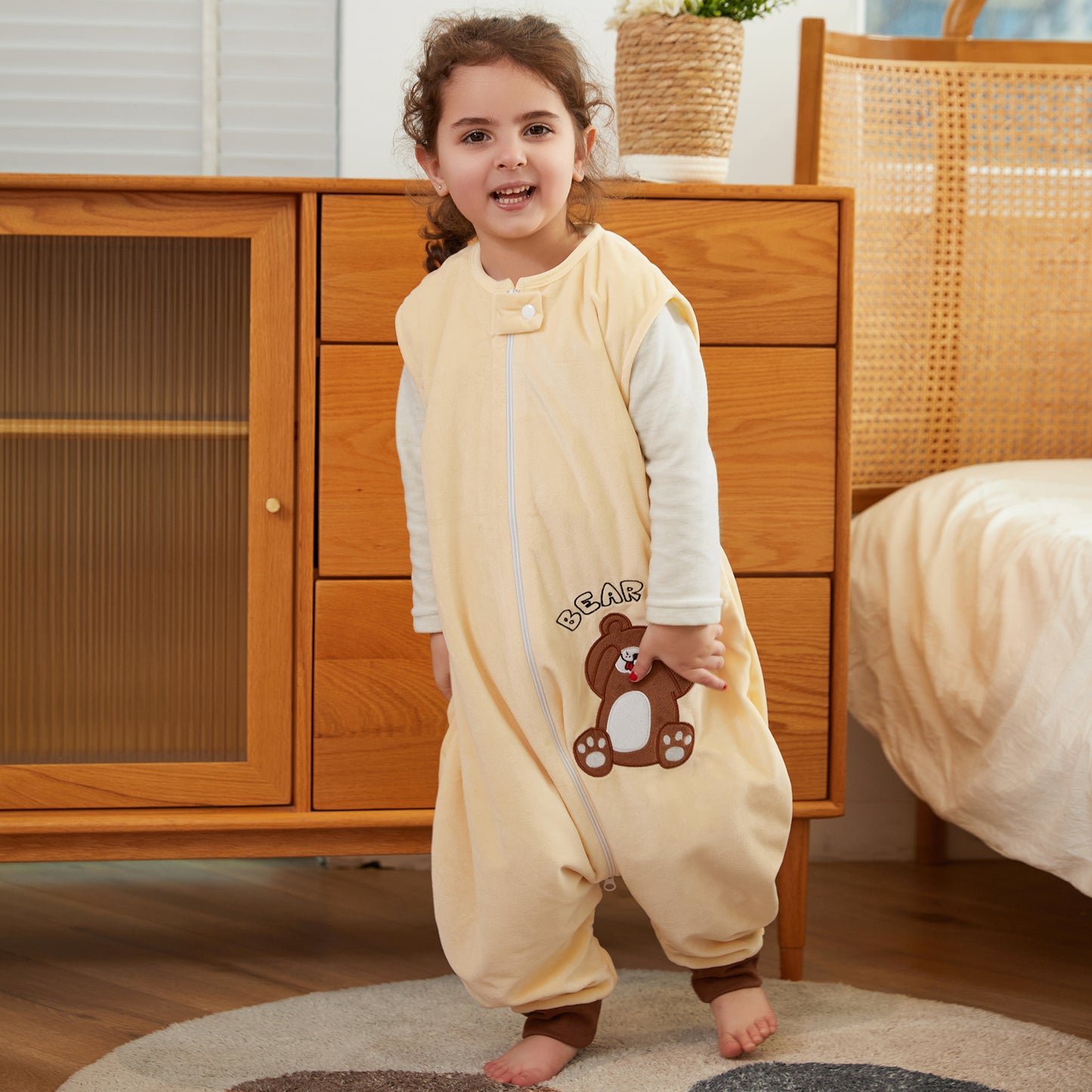 MICHLEY Bear Toddler Sleeveless Sleeping Bag Winter Warm Polyester Wearable Blanket