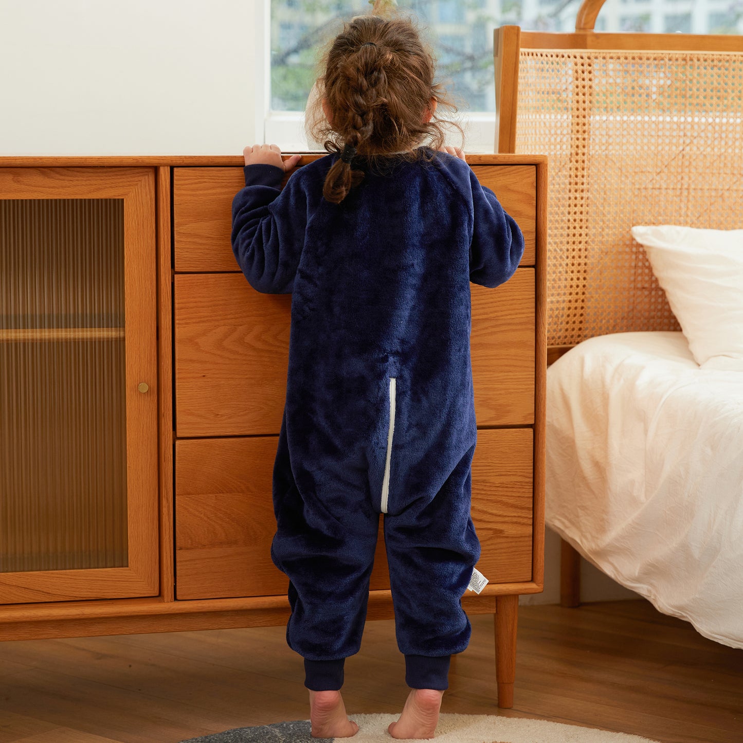 MICHLEY Kids Owl Sleep Sack Blue Flannel Wearable Pajamas with Legs