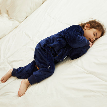 MICHLEY Kids Owl Sleep Sack Blue Flannel Wearable Pajamas with Legs