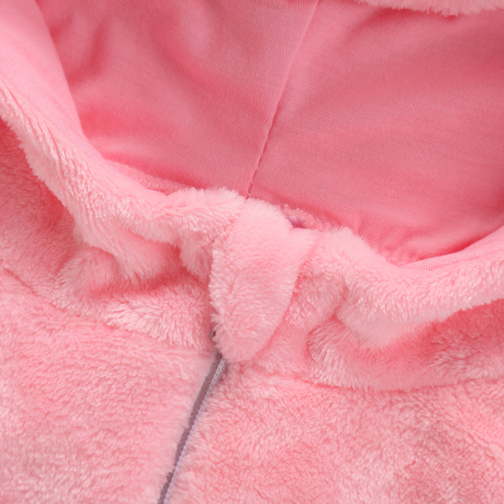 MICHLEY Baby Pink Pig Costume | Soft Flannel Animal Romper & Onesie