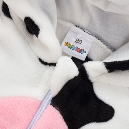 MICHLEY Baby Cow Costume | Flannel Hooded Animal Romper
