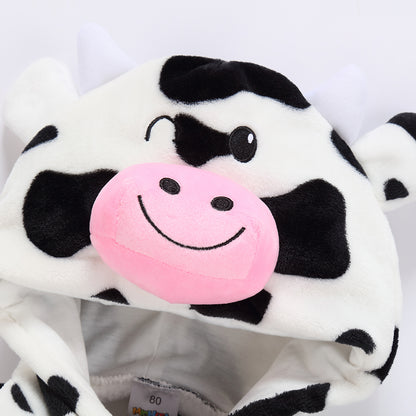 MICHLEY Baby Cow Costume | Flannel Hooded Animal Romper