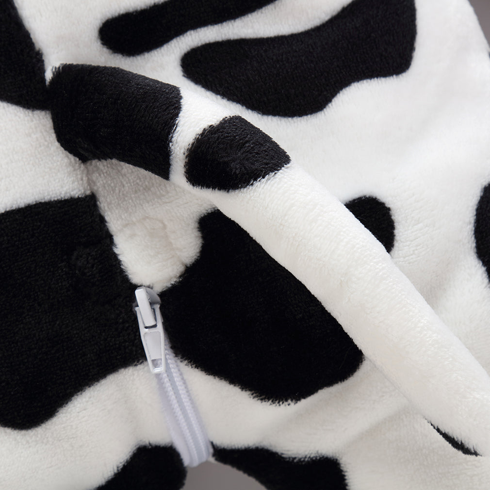 MICHLEY Baby Cow Costume | Flannel Hooded Animal Romper