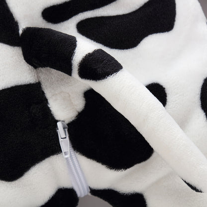 MICHLEY Baby Cow Costume | Flannel Hooded Animal Romper
