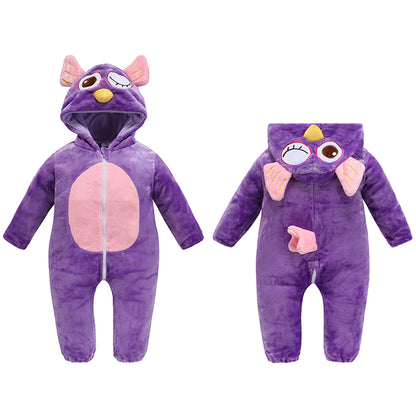 MICHLEY Purple Owl Baby Romper | Whimsical Flannel Animal Onesie