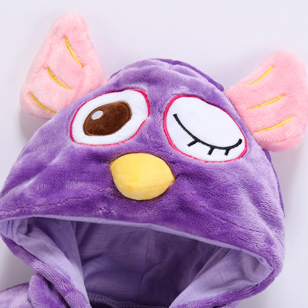MICHLEY Purple Owl Baby Romper | Whimsical Flannel Animal Onesie
