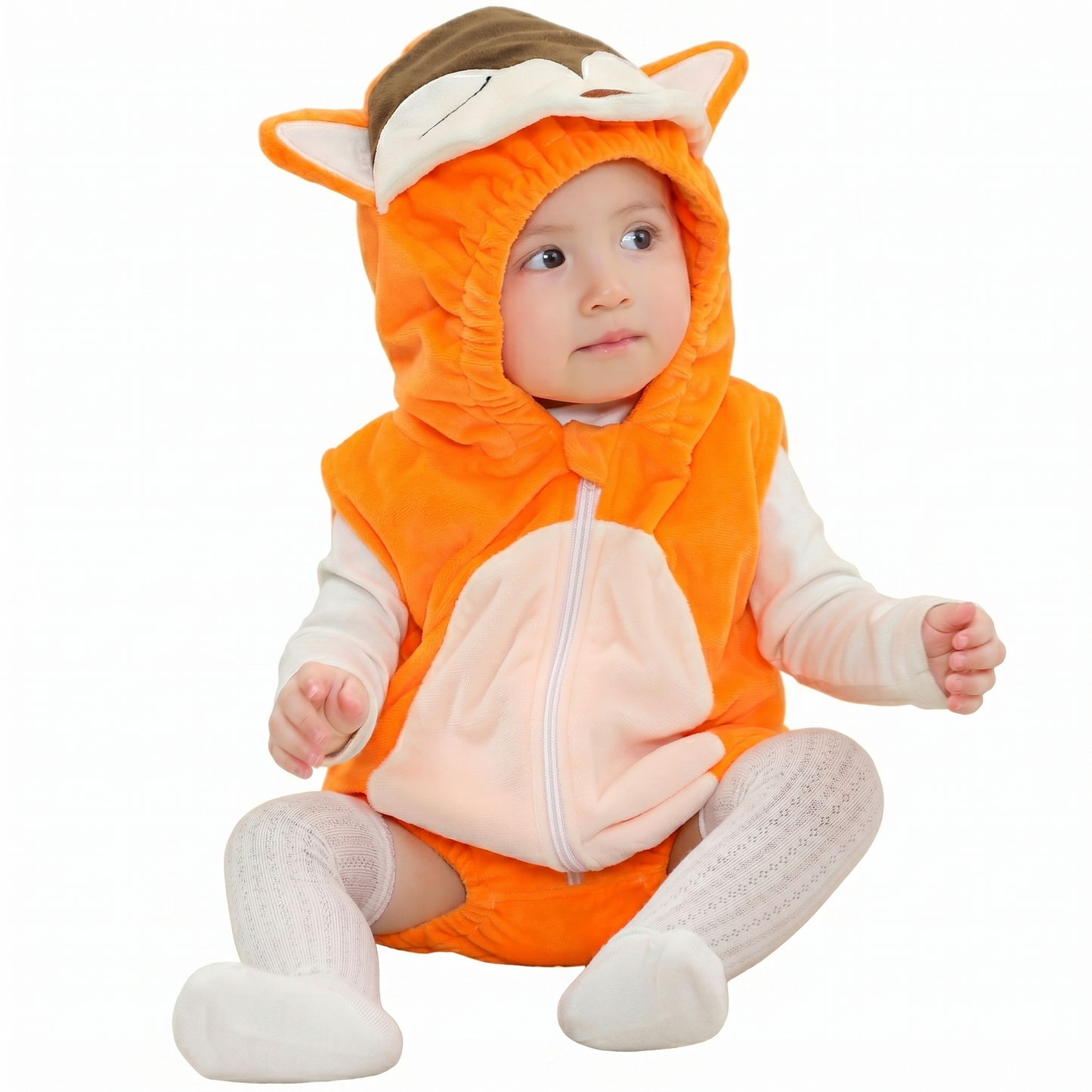 MICHLEY Baby Sleeveless Fox Animal Hooded Romper Unisex Halloween Costume 0-24M