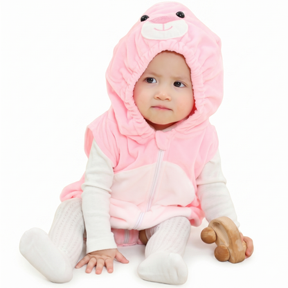 MICHLEY Baby Sleeveless Pink Rabbit Animal Hooded Romper Easter Costume 0-24M