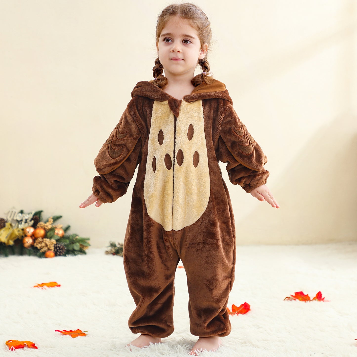 MICHLEY Baby Brown Owl Hooded Romper Soft Flannel Forest Owl Costume