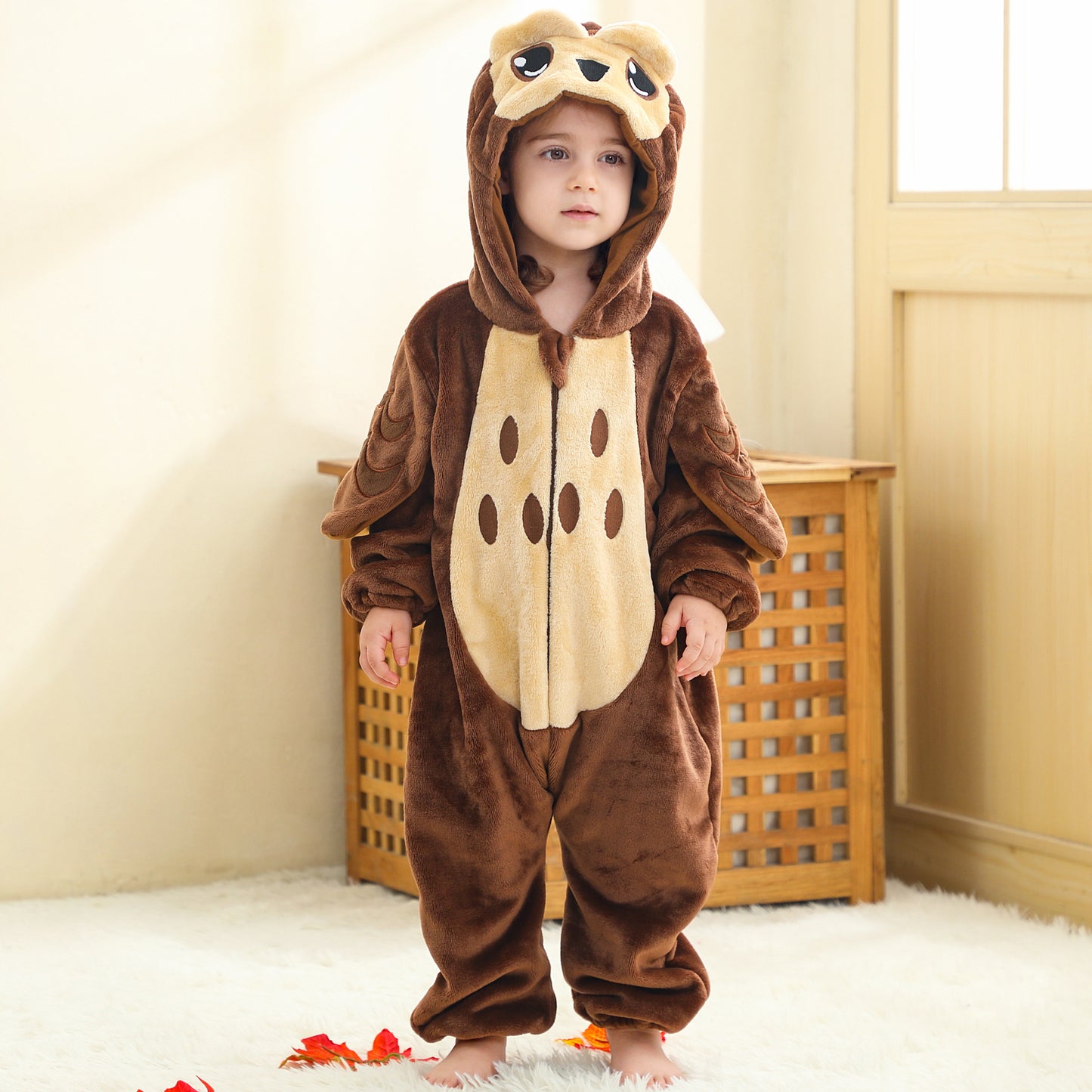 MICHLEY Baby Brown Owl Hooded Romper Soft Flannel Forest Owl Costume