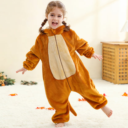 MICHLEY Baby Crowned Monkey Hooded Romper Soft Flannel Prince Monkey Costume
