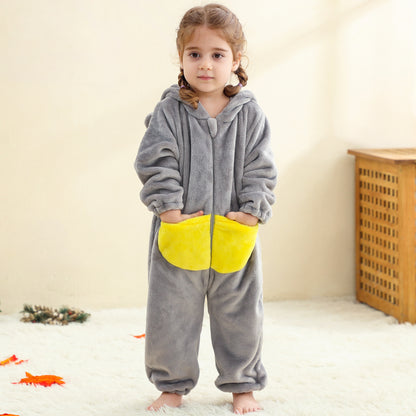 MICHLEY Kids Elephant Hooded Romper Flannel Animal Cosplay Costume