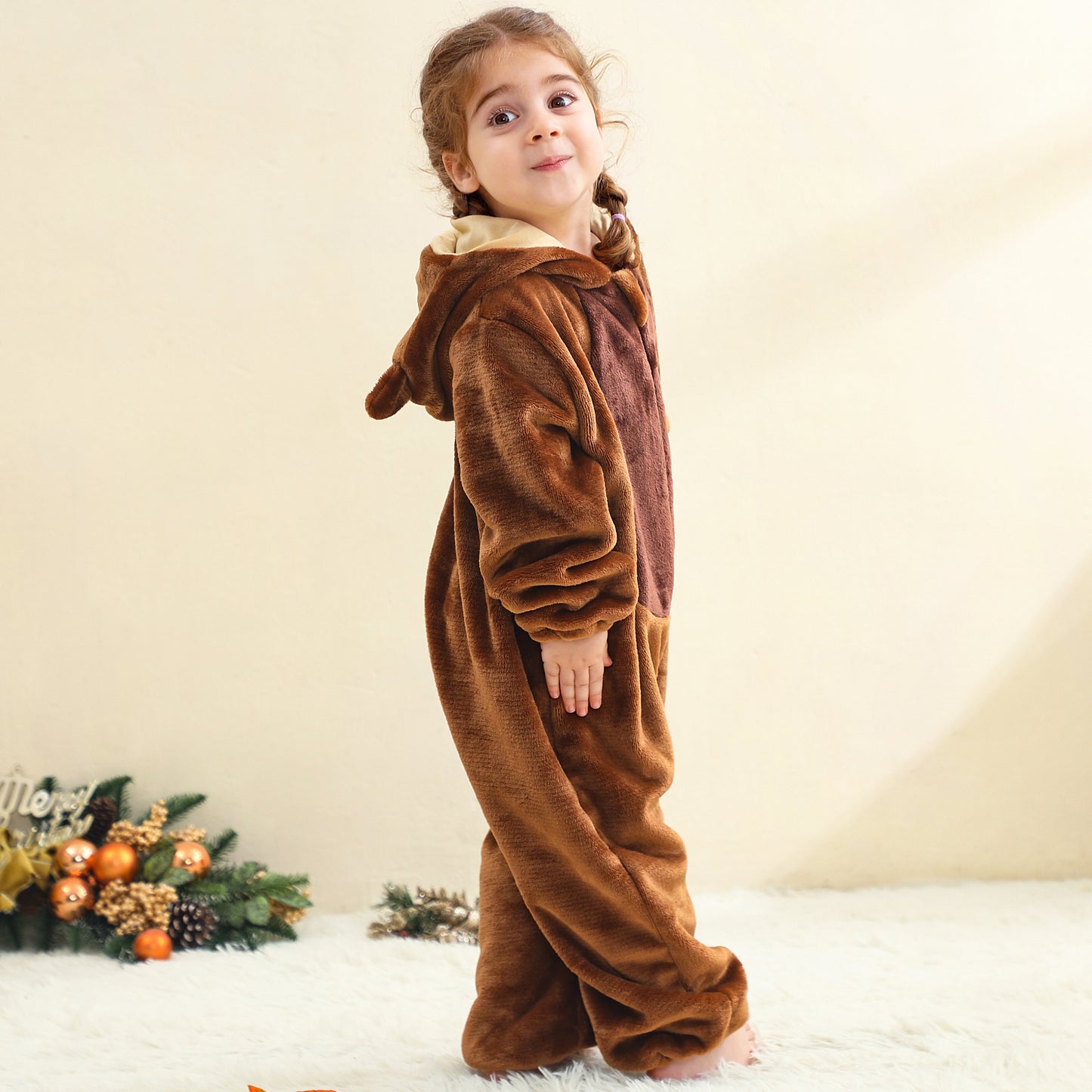 MICHLEY Kids Capybara Animal Cosplay Costume Soft Flannel Romper